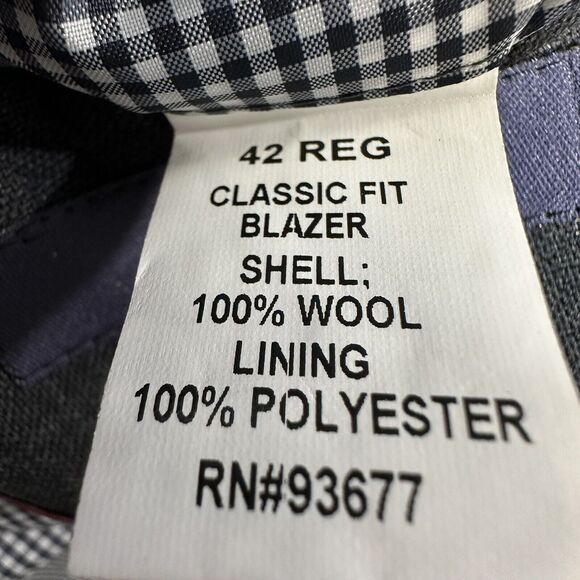 STAFFORD Mens Charcoal Wool Silver Buttons Blazer Jacket Sport Coat 42 R - Picture 6 of 9